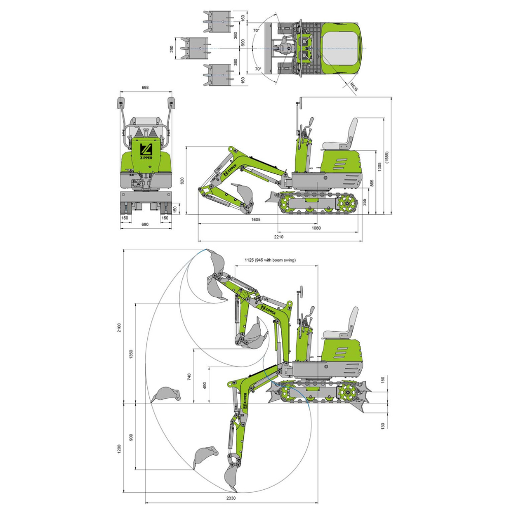 Zipper ZI-MBGS600 + 5 Zubehörteile