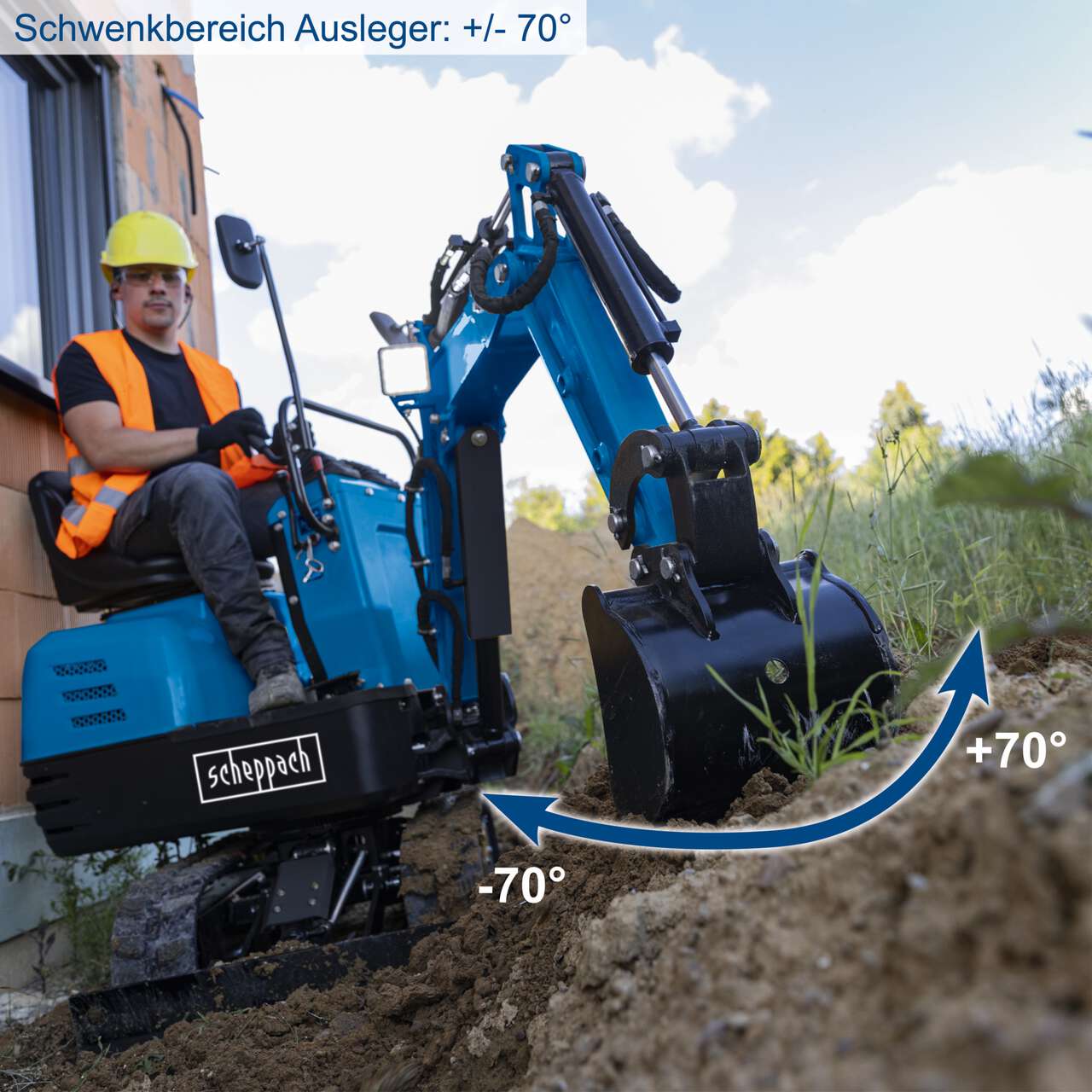 Benzin Mini-Bagger MB850 Scheppach + 3 Zubehörteile