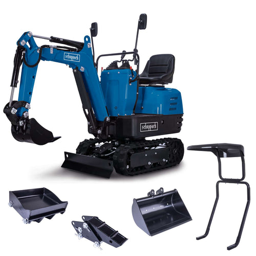 Benzin Mini-Bagger MB850 Scheppach + 3 Zubehörteile