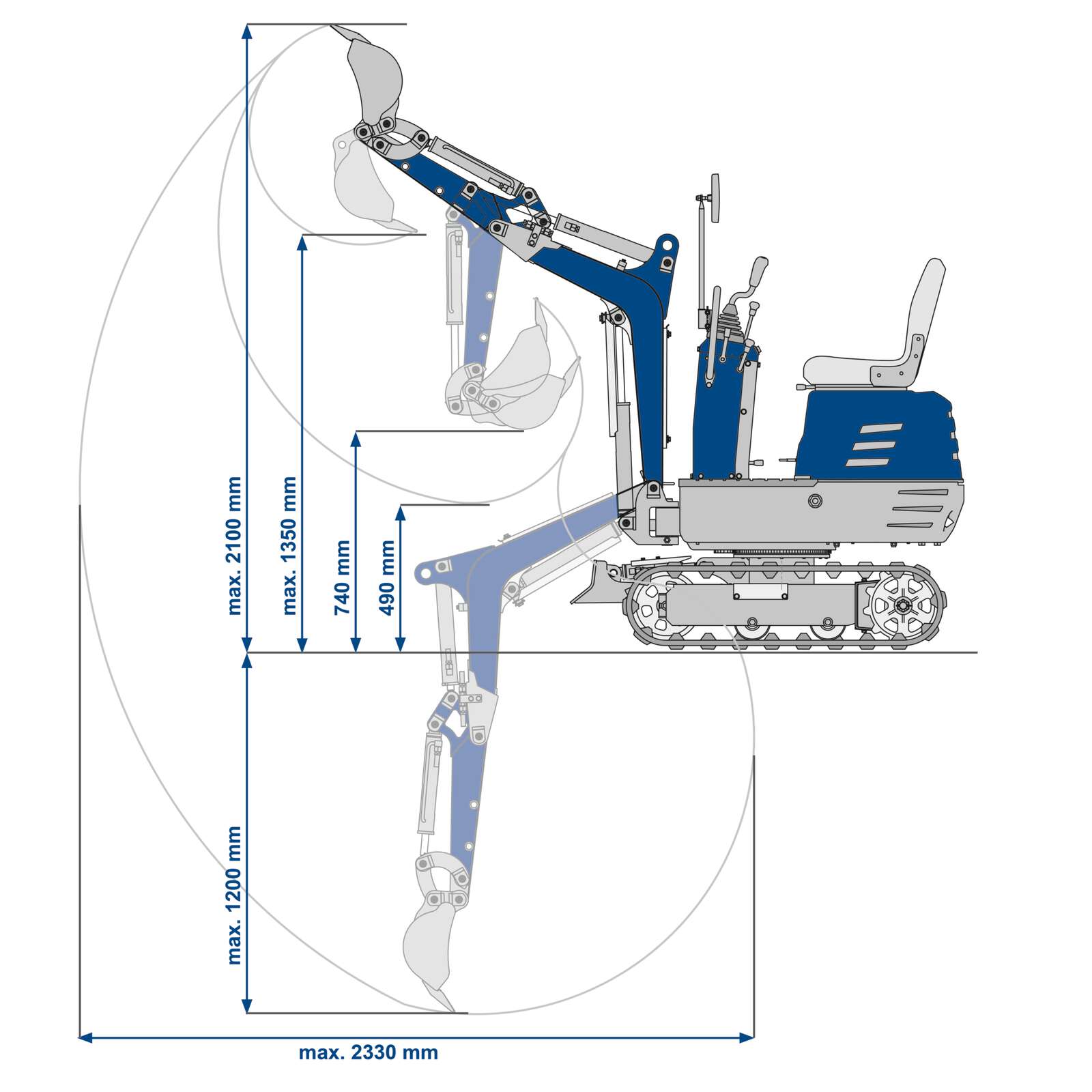 Benzin Mini-Bagger MB850 Scheppach + 3 Zubehörteile