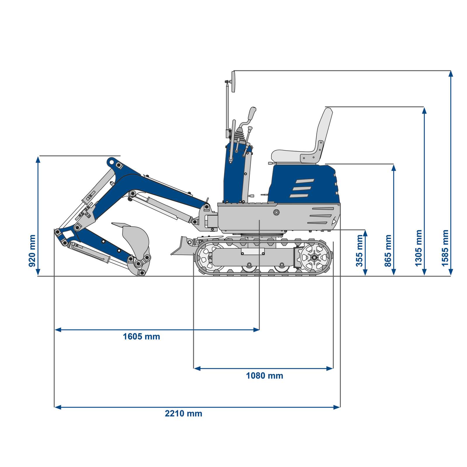 Benzin Mini-Bagger MB850 Scheppach + 3 Zubehörteile